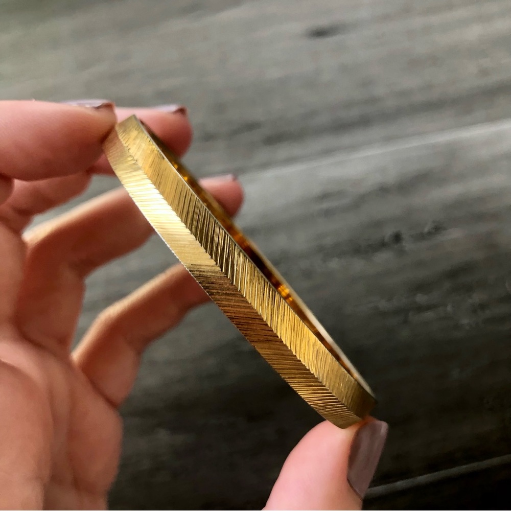 Vintage 80's Monet Brass Etched Bangle Bracelet